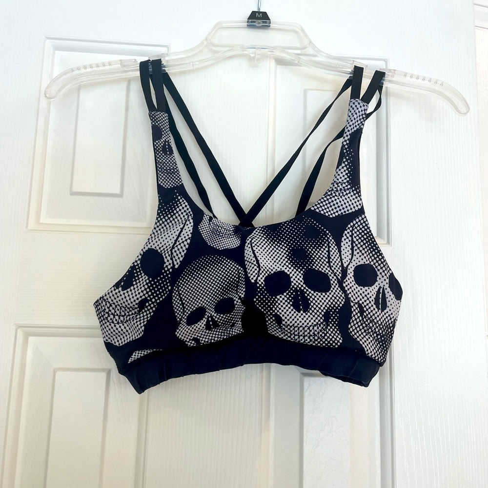 CVG Black and White skulls sports bra